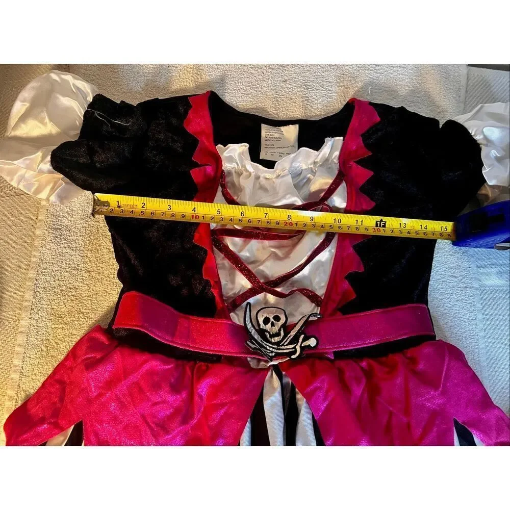 Fancy Pirate Costume Dress Pink White Black Child Size Large